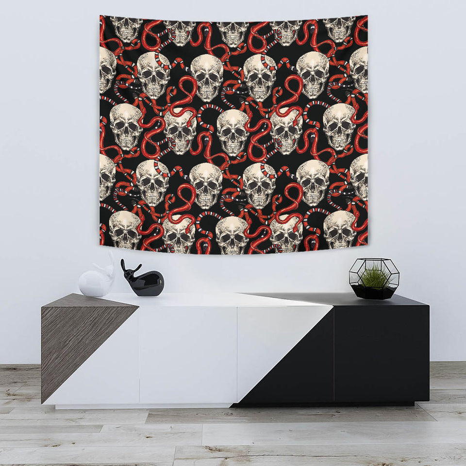 Red Snake Skull Pattern Wall Tapestry