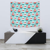 Red White Sailboat Wave Background Wall Tapestry
