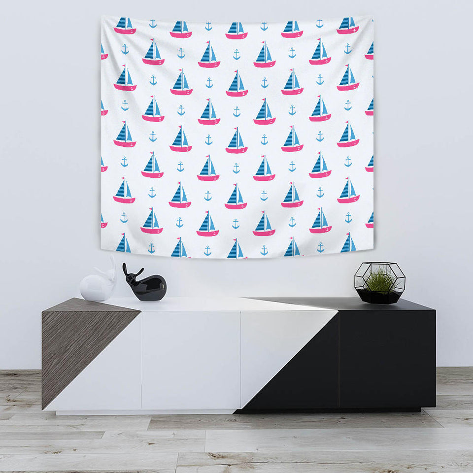Sailboat Anchor Pattern Wall Tapestry