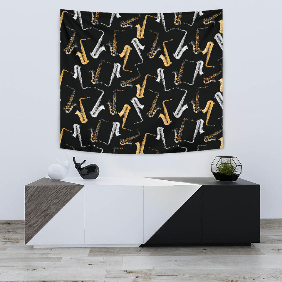 Saxophone Design Pattern Wall Tapestry