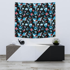 Skull Flower Roses Leave Pattern Wall Tapestry