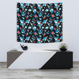 Skull Flower Roses Leave Pattern Wall Tapestry