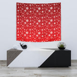 Snowflake Pattern Red Background Wall Tapestry