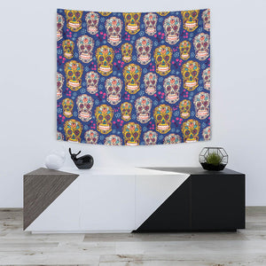 Sugar Skull Flower Pattern Wall Tapestry