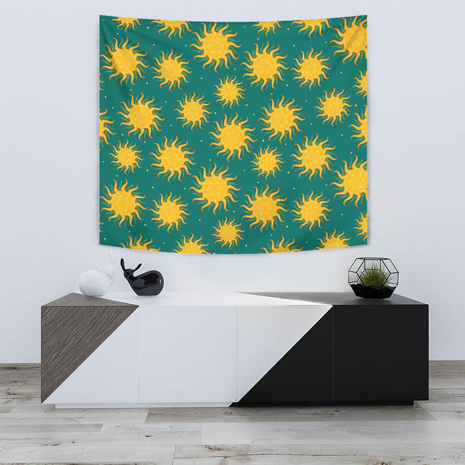 Sun Green Background Wall Tapestry