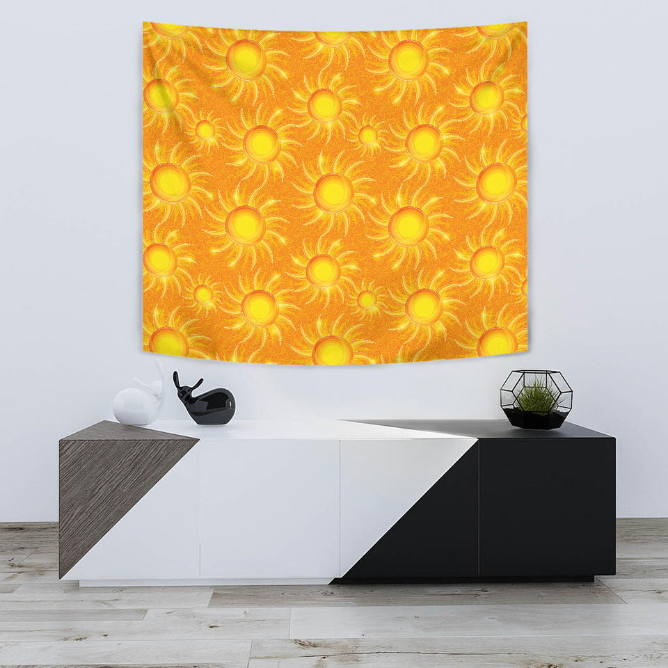 Sun Orange Background Wall Tapestry