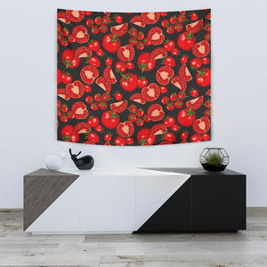 Tomato Black Background Wall Tapestry