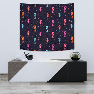 Watercolor Colorful Seahorse Pattern Wall Tapestry