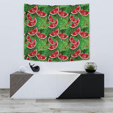 Watermelons Tropical Palm Leaves Pattern Background Wall Tapestry