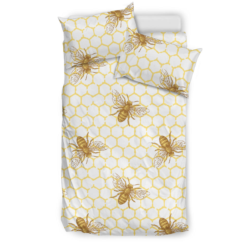 Bee Honeycomb Seamless Design Pattern  Bedding Set