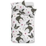 Boston Terrier Dog Hearts Vector Pattern  Bedding Set