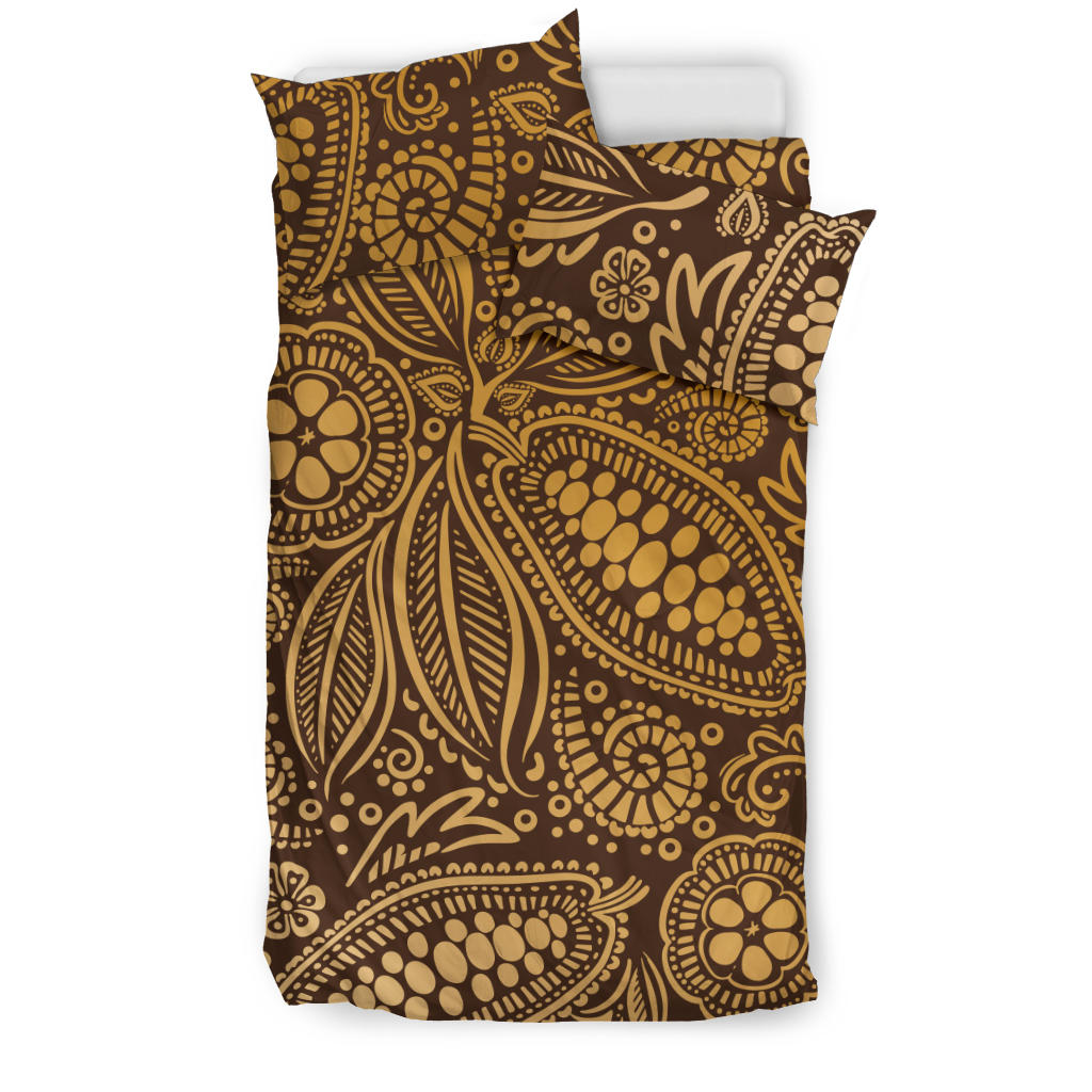 Cocoa Beans Tribal Polynesian Pattern Background  Bedding Set