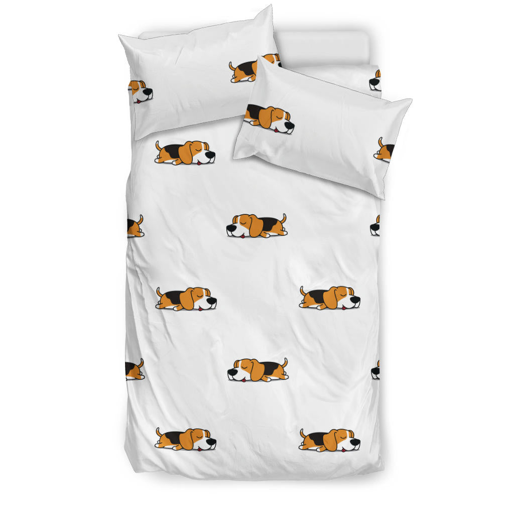 Cute Beagle Dog Sleeping Pattern  Bedding Set