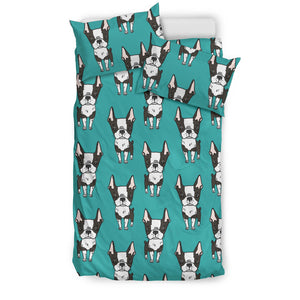 Hand Drawn Boston Terrier Dog Pattern  Bedding Set