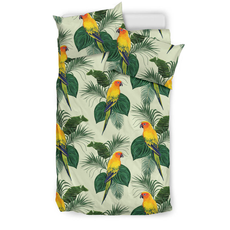 Beautiful Parrot Palm Leaves Pattern Bedding Set