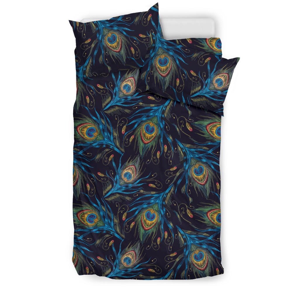 Beautiful Peacock Feather Pattern Bedding Set
