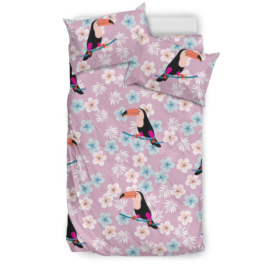 Beautiful Toucan Flower Leaves Bedding Set