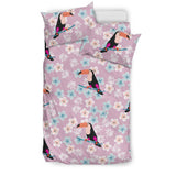 Beautiful Toucan Flower Leaves Bedding Set