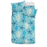 Blue Starfish Coral Reef Pattern Bedding Set