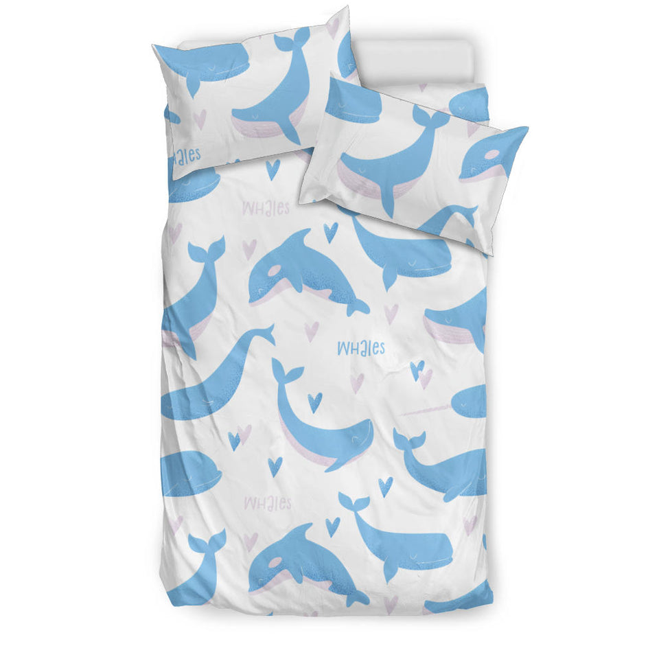 Blue Whale Pattern Bedding Set