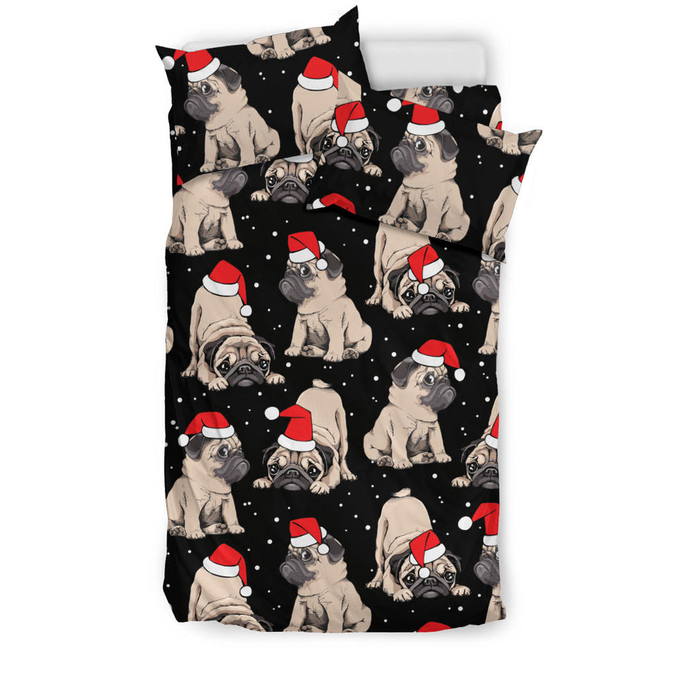 Christmas Pugs Santa_S Red Cap Pattern Bedding Set