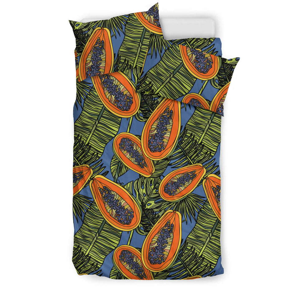 Colorful Papaya Tropical Leaves Bedding Set