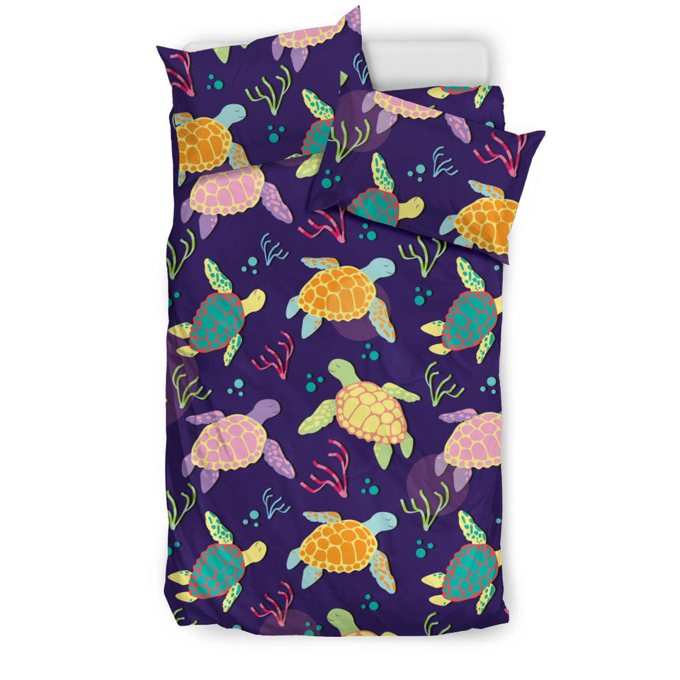 Colorful Sea Turtle Pattern Bedding Set