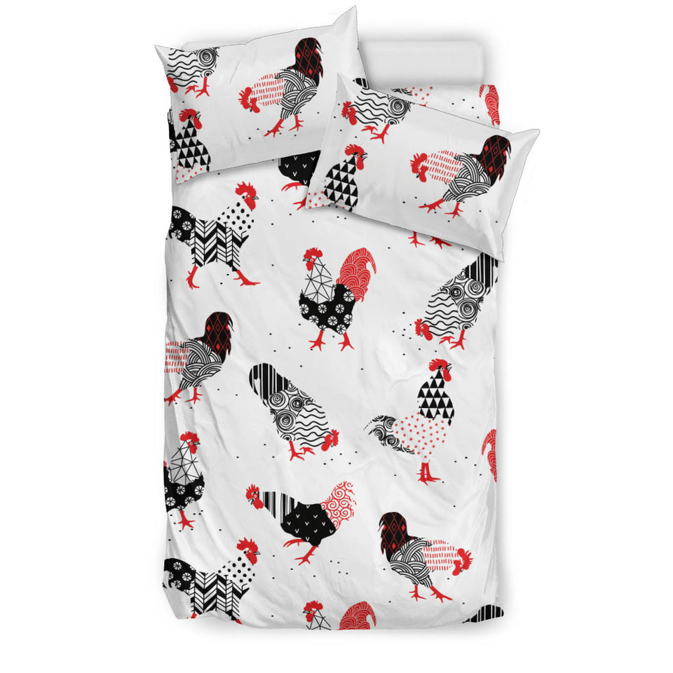 Cool Rooster Chicken Cock Floral Ornament Background Bedding Set