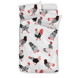 Cool Rooster Chicken Cock Floral Ornament Background Bedding Set