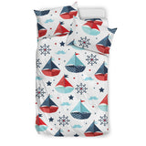 Cute Color Paper Sailboat Pattern Bedding Set