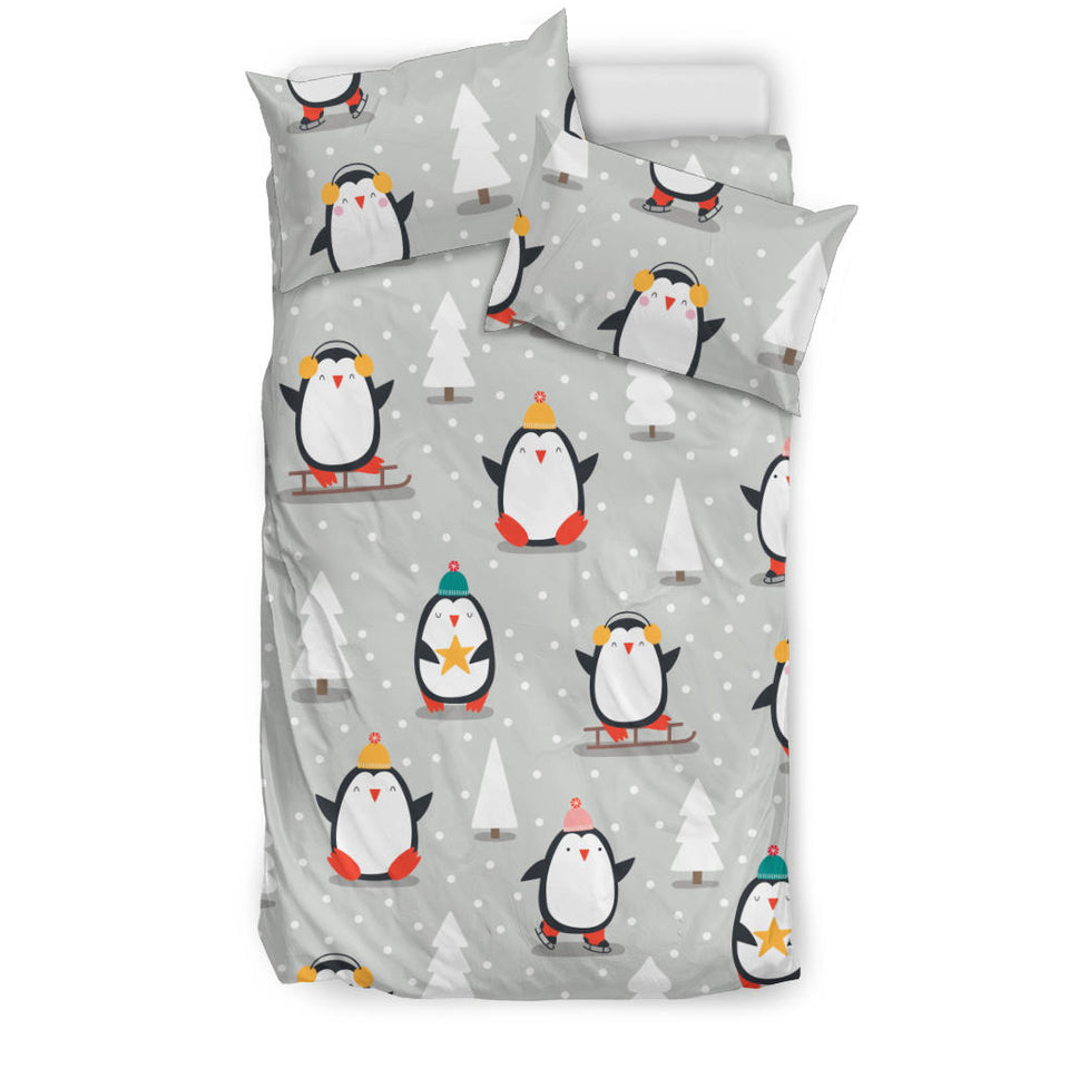 Cute Penguin Christmas Pattern Bedding Set