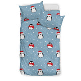 Cute Penguin Christmas Snow Pattern Bedding Set