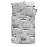 Cute Raccoons Leaves Dot Bedding Set