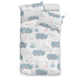 Cute Rhino Heart Pattern Bedding Set