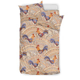 Cute Rooster Chicken Cock Floral Ornament Background Bedding Set