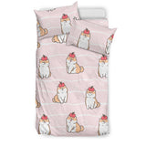 Cute Shiba Inu Dog Apple Pattern Bedding Set