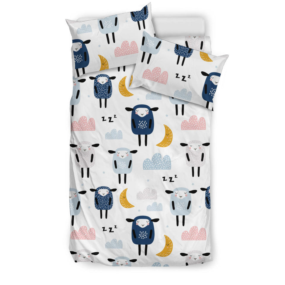 Cute Sleeping Sheep Moon Cloud Pattern Bedding Set