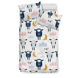 Cute Sleeping Sheep Moon Cloud Pattern Bedding Set