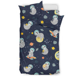 Cute Sloth Astronaut Star Planet Rocket Pattern Bedding Set