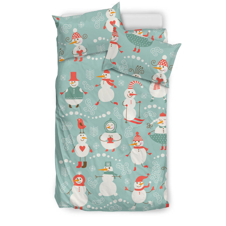 Cute Snowman Pattern Bedding Set