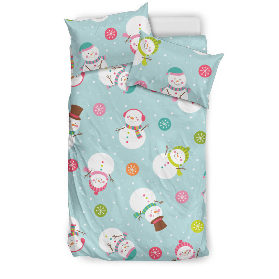 Cute Snowman Snowflake Pattern Bedding Set