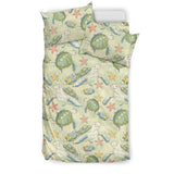 Hand Drawn Sea Turtle Fish Pattern Bedding Set