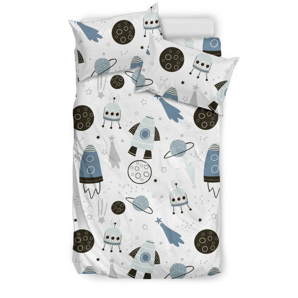 Hand Drawn Space Elements Space Rocket Star Planet Space Probe Bedding Set