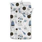 Hand Drawn Space Elements Space Rocket Star Planet Space Probe Bedding Set