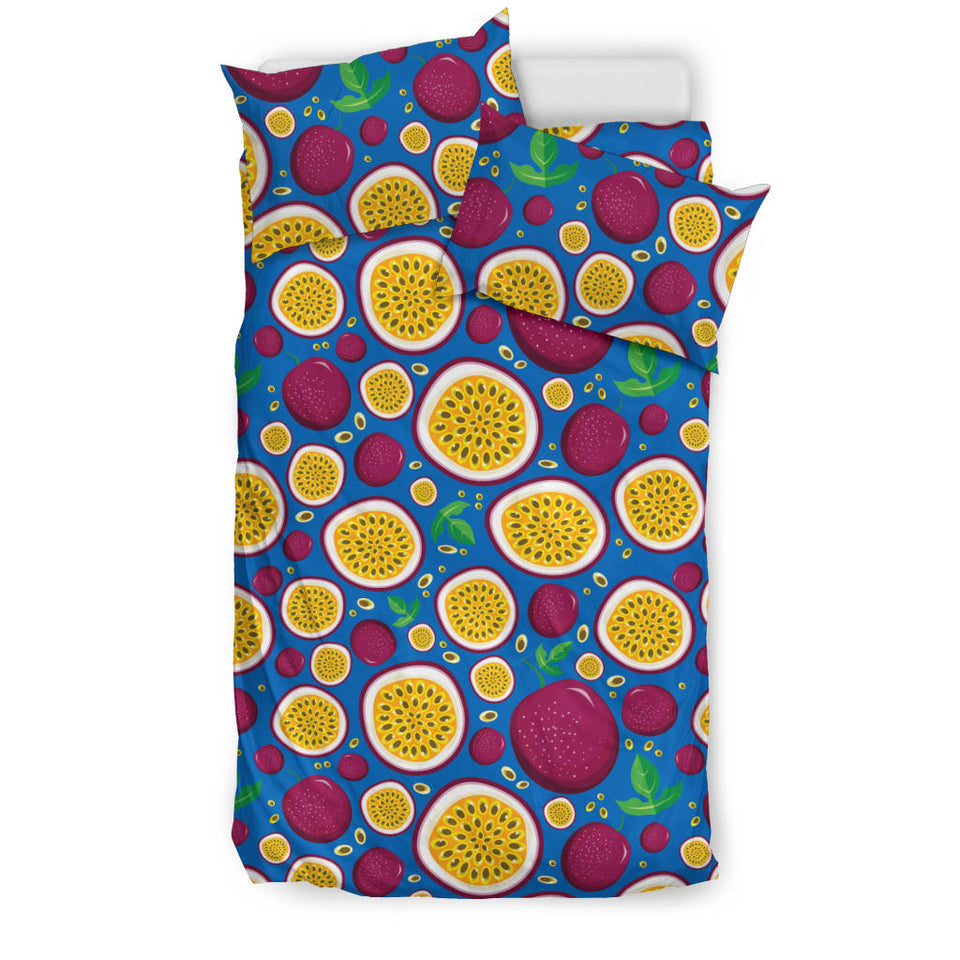 Passion Fruit Blue Background Bedding Set