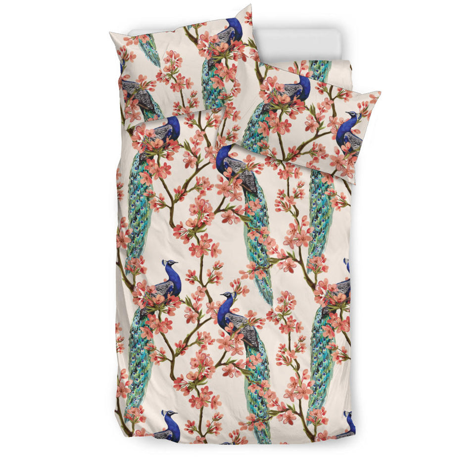 Peacock Tropical Flower Pattern Bedding Set