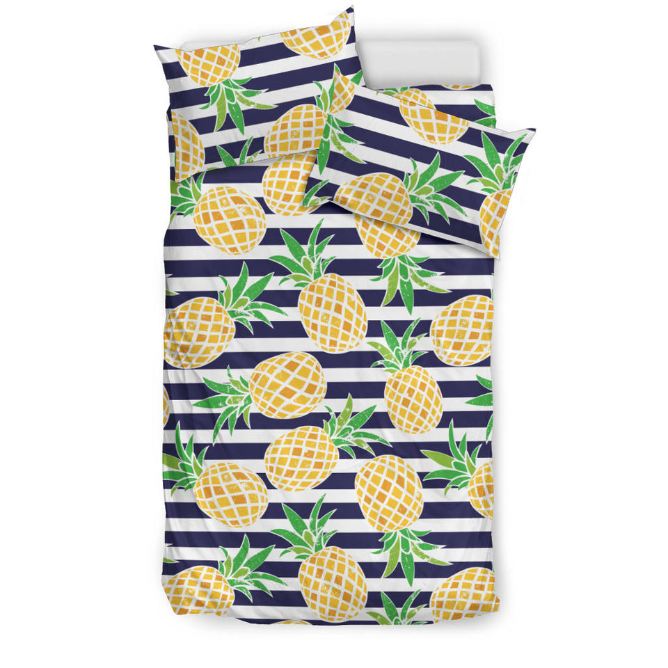 Pineapples Pattern Striped Background Bedding Set