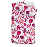 Pink Sketch Tulip Pattern Bedding Set
