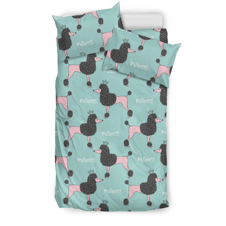 Poodle Dog Green Background Bedding Set