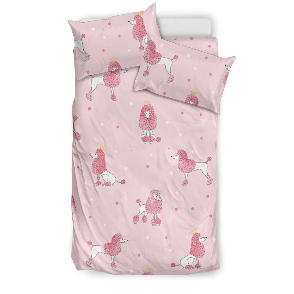 Poodle Dog Pink Color Theme Bedding Set